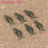 Fish Bone Charms Pendants 300Pcs Antique Bronze DIY Jewelry A-294