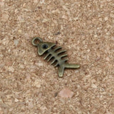Fish Bone Charms Pendants 300Pcs Antique Bronze DIY Jewelry A-294