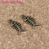 Fish Bone Charms Pendants 300Pcs Antique Bronze DIY Jewelry A-294