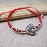 Fish Charm Bracelet Red Thread Jewelry 925 Sterling Silver Statement