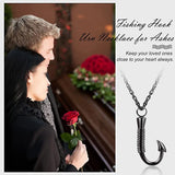 Fish Hook Cremation Jewelry Necklace Stainless Steel Urn Pendant