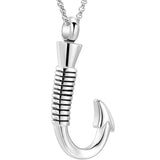 Fish Hook Cremation Jewelry Necklace Stainless Steel Urn Pendant
