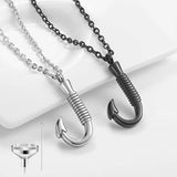 Fish Hook Cremation Jewelry Necklace Stainless Steel Urn Pendant