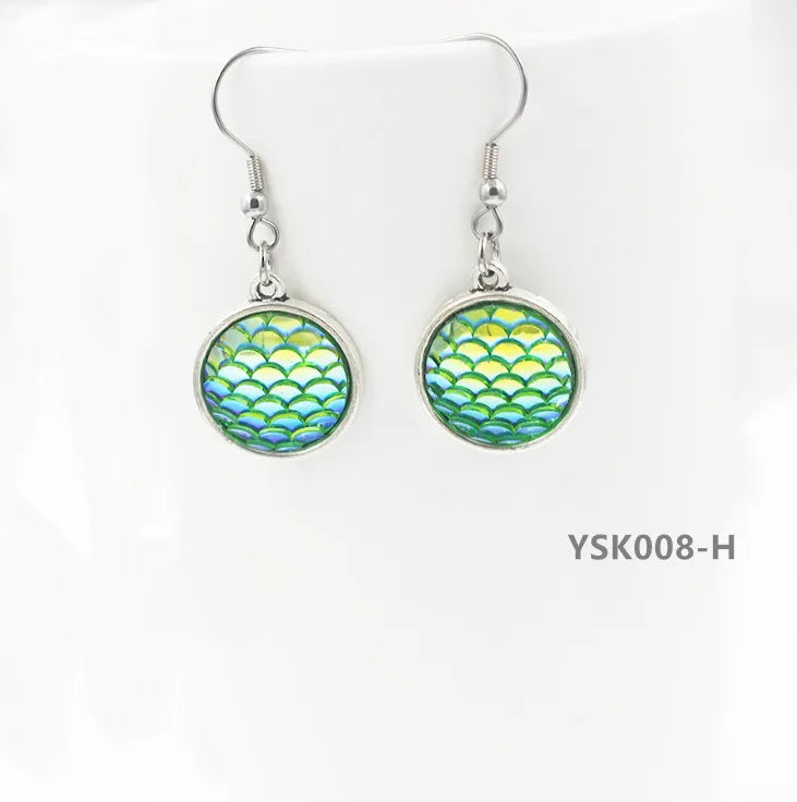 Fish Scale Dangle Drop Earrings Vintage Jewelry Charms YSK008