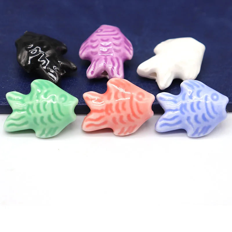 Handmade Porcelain Fish Beads 20x15mm for Jewelry Making