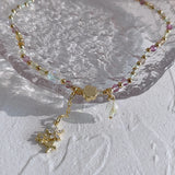 Multicolor Natural Fluorite Beaded Ankle Chain for Women YBR710