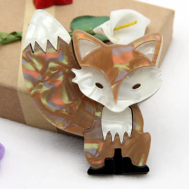 Acrylic Fox Brooches And Pins for Women Scarf Accessories