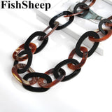 FishSheep Geometric Resin Chain Pendant Necklace