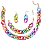Colorful Acrylic Chain Choker Necklace Set