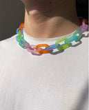 FishSheep Acrylic Chain Buckle Necklace Punk Transparent Choker Collar