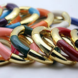 Acrylic Beaded Charm Bracelet Stretch Cuff Bangle Jewelry