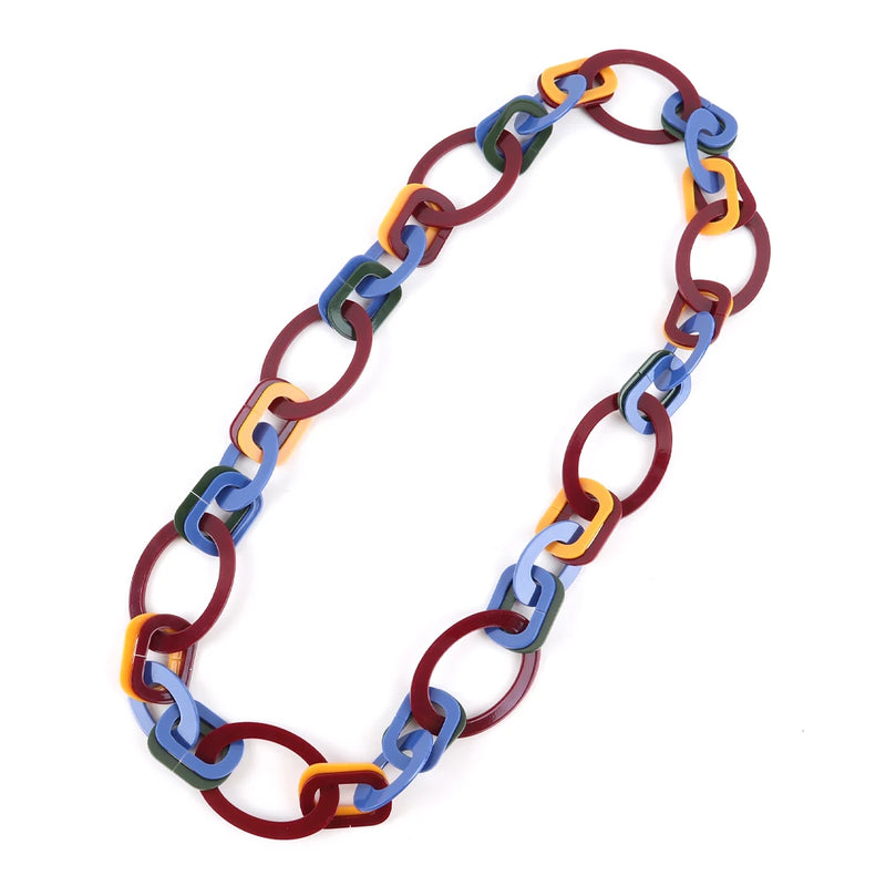 FishSheep Acrylic Circle Link Chain Necklace Vintage Choker Accessories