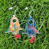 Colorful Acrylic Geometric Drop Earrings Transparent Laser Dangle Jewelry