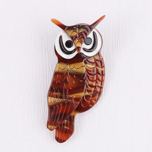 Acrylic Owl Brooches Pins For Women Resin Animal Birds Brooch