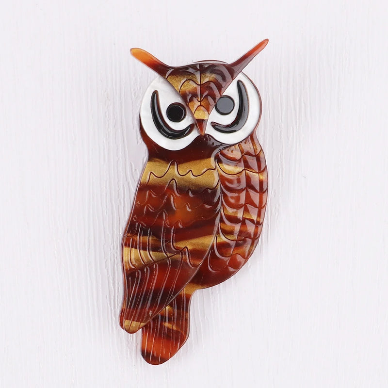 Acrylic Owl Brooches Pins For Women Resin Animal Birds Brooch
