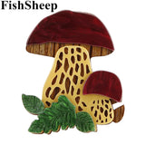 FishSheep Mushroom Acrylic Brooches Resin Plants Large Brooch Pins Lapel