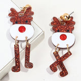 Merry Christmas Resin Reindeer Dangle Earrings for Women Girls