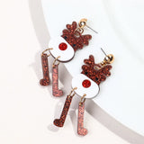 Merry Christmas Resin Reindeer Dangle Earrings for Women Girls