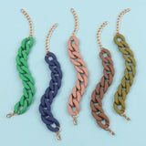Colorful Acrylic Chain Bracelet for Women Men Resin Cuban Thick