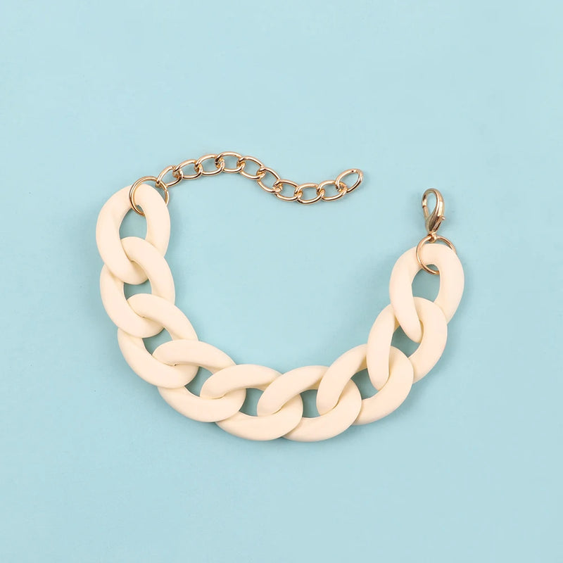Colorful Acrylic Chain Bracelet for Women Men Resin Cuban Thick