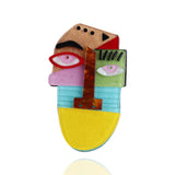 Abstract Face Portrait Acrylic Brooches Big Asymmetric Human Face Brooch