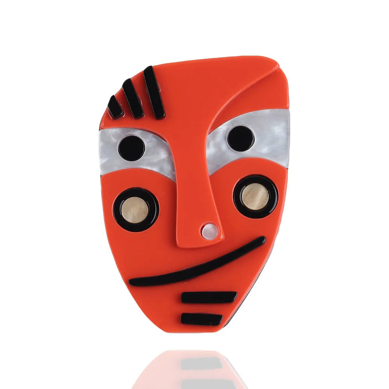 Abstract Face Portrait Acrylic Brooches Big Asymmetric Human Face Brooch