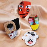 Abstract Face Portrait Acrylic Brooches Big Asymmetric Human Face Brooch