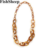 FishSheep Acrylic Long Chain Necklace Plastic Chunky Link Chain Pendant Necklace