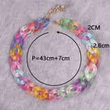 FishSheep Acrylic Long Chain Necklace Frosted Resin Chunky Choker Pendant