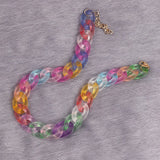 FishSheep Acrylic Long Chain Necklace Frosted Resin Chunky Choker Pendant