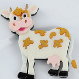Big Acrylic Cow Cattle Brooch Cartoon Animal Lapel Pins Jewelry