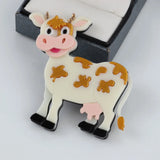 Big Acrylic Cow Cattle Brooch Cartoon Animal Lapel Pins Jewelry