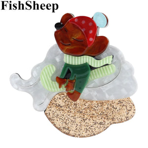 Animal Bear Brooches for Women Cute Dog Hat Pins