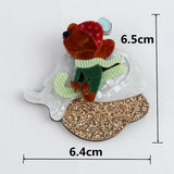 Animal Bear Brooches for Women Cute Dog Hat Pins