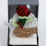 Animal Bear Brooches for Women Cute Dog Hat Pins