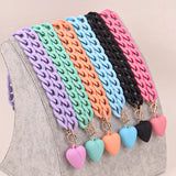 Punk Acrylic Chain Love Heart Pendant Necklace Matte Colorful Choker Long