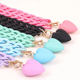 Punk Acrylic Chain Love Heart Pendant Necklace Matte Colorful Choker Long