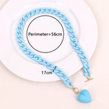 Punk Acrylic Chain Love Heart Pendant Necklace Matte Colorful Choker Long