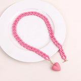 Punk Acrylic Chain Love Heart Pendant Necklace Matte Colorful Choker Long