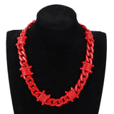 Red Acrylic Brambles Chain Necklace Punk Choker Men's Jewelry