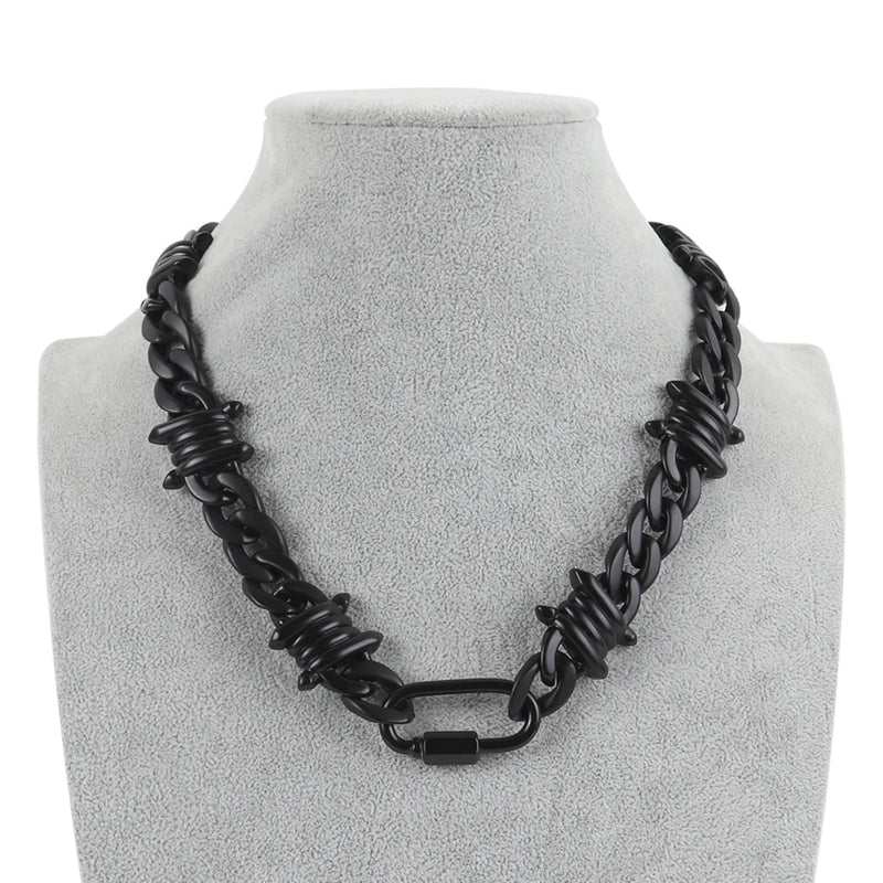 Red Acrylic Brambles Chain Necklace Punk Choker Men's Jewelry