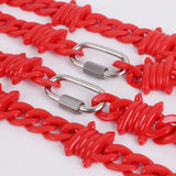 Red Acrylic Brambles Chain Necklace Punk Choker Men's Jewelry