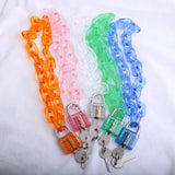 Pink Resin Lock Pendant Necklace Clear Chain Choker Jewelry