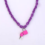 Neon Punk Acrylic Chain Lock Pendant Necklace