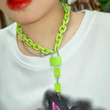 Neon Punk Acrylic Chain Lock Pendant Necklace