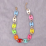 Colorful Punk Acrylic Chains Choker Necklace for Women Men