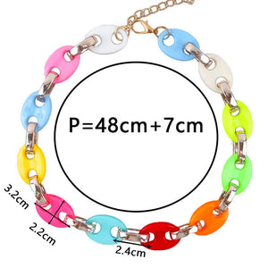 Colorful Punk Acrylic Chains Choker Necklace for Women Men