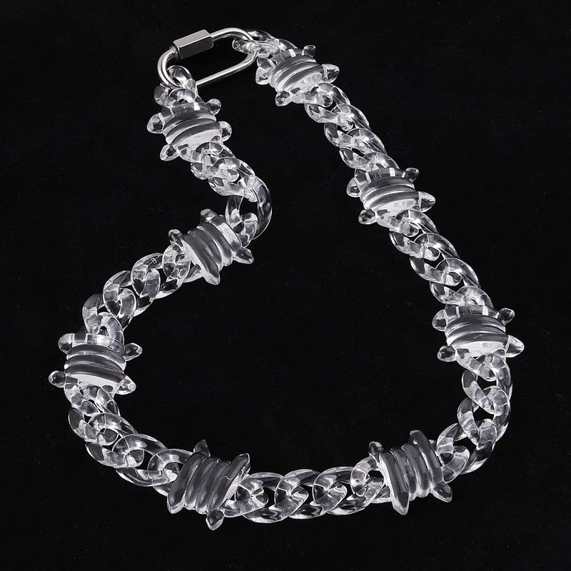 Punk Rock Acrylic Chain Necklace with Thorns for Men Women