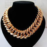 FishSheep Chunky Chain Choker Necklace Vintage Wide Collares Jewelry