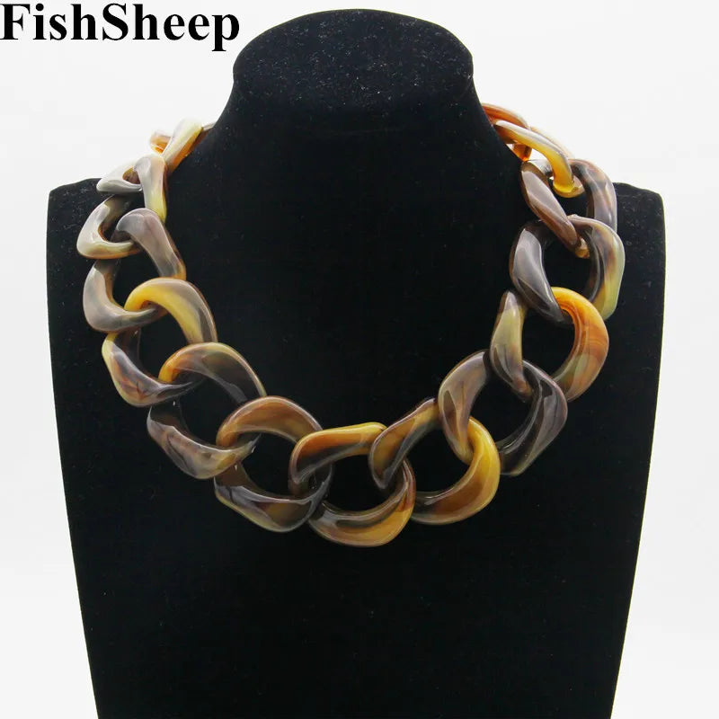 Chunky Big Choker Neck Chains Necklace Vintage Acrylic Chain Collar Pendant
